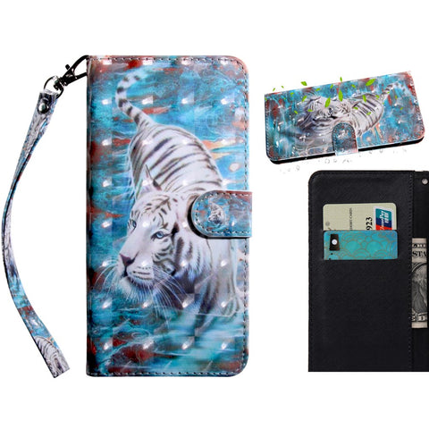 Pattern Printing Leather Wallet Stand for Huawei P smart 2021/Y7a Protective Case with Lanyard