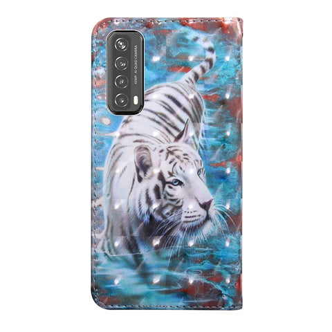 Pattern Printing Leather Wallet Stand for Huawei P smart 2021/Y7a Protective Case with Lanyard
