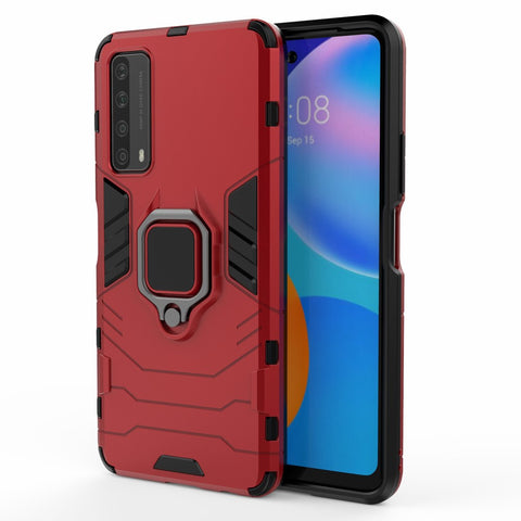 Dual-Layer TPU + PC Hybrid Phone Case + Finger Ring Kickstand for Huawei P smart 2021/Y7a