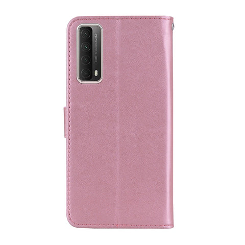 Owl Imprint Rhinestone Decor Leather Phone Case for Huawei P Smart 2021 / Huawei Y7a