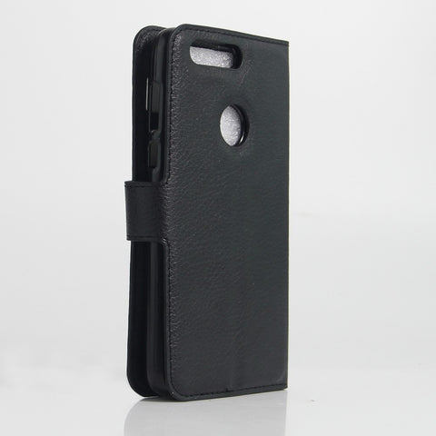 Litchi Texture Stand Leather Case for Huawei Honor 8 with Folio Flip Wallet Design Phone Cover