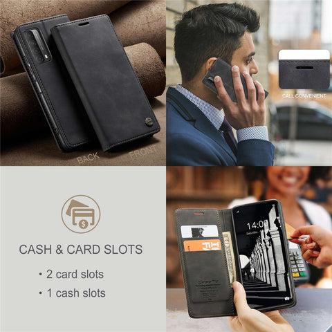 CASEME 013 Series Auto-absorbed Leather Wallet Case for Huawei P Smart 2021 / Y7a