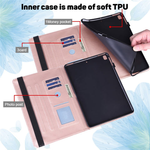Imprinted Flower Pattern Leather Wallet Stand Tablet Protective Case for Huawei MediaPad T5 10.1