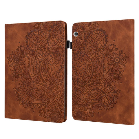 Imprinted Flower Pattern Leather Wallet Stand Tablet Protective Case for Huawei MediaPad T5 10.1
