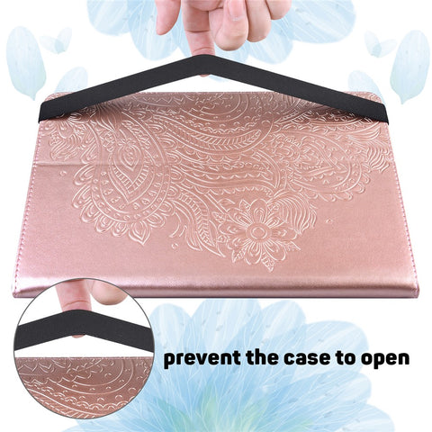 Imprinted Flower Pattern Leather Wallet Stand Tablet Protective Shell for Huawei Enjoy Tablet 2 10.1 / MatePad 9.7 / MatePad T10S