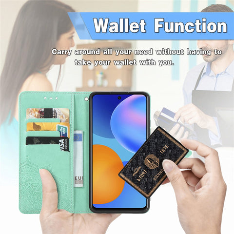 Embossed Mandala Flower Leather Case with Wallet Stand for Huawei P smart 2021 / Y7a