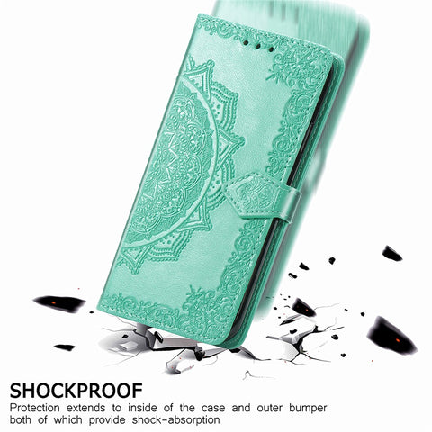 Embossed Mandala Flower Leather Case with Wallet Stand for Huawei P smart 2021 / Y7a