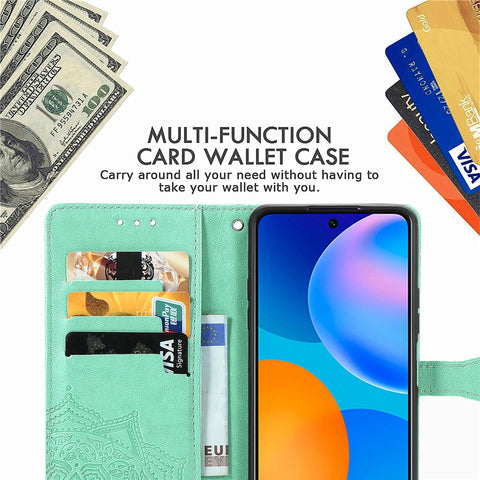 Embossed Mandala Flower Leather Case with Wallet Stand for Huawei P smart 2021 / Y7a