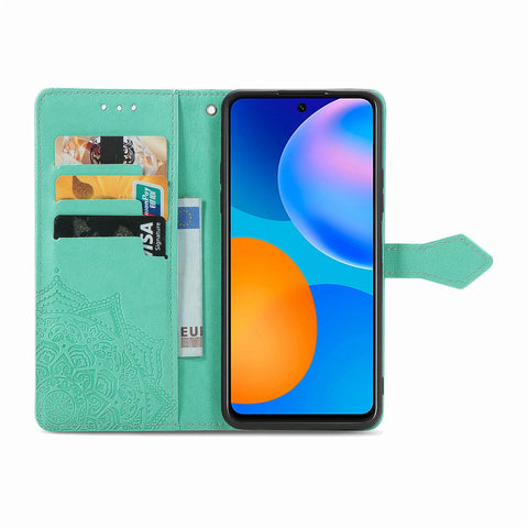 Embossed Mandala Flower Leather Case with Wallet Stand for Huawei P smart 2021 / Y7a