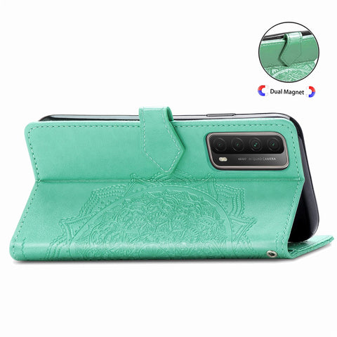 Embossed Mandala Flower Leather Case with Wallet Stand for Huawei P smart 2021 / Y7a
