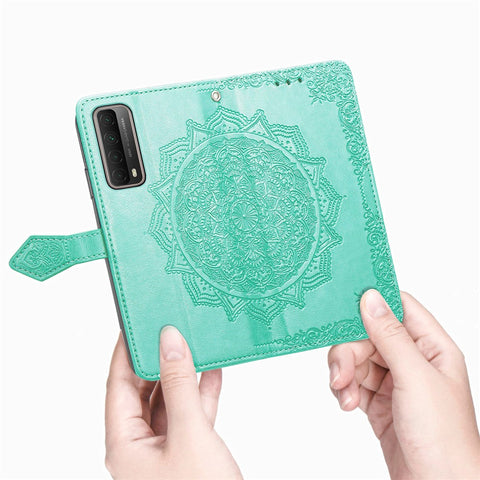 Embossed Mandala Flower Leather Case with Wallet Stand for Huawei P smart 2021 / Y7a