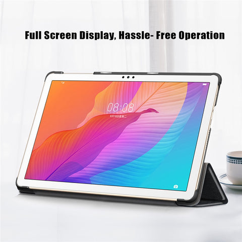 Tri-fold Flexible-Angle Stand Wake/Sleep Leather Smart Case for Huawei MatePad T 10S/T 10 /Enjoy Tablet 2