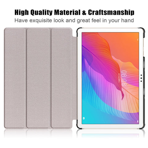 Tri-fold Flexible-Angle Stand Wake/Sleep Leather Smart Case for Huawei MatePad T 10S/T 10 /Enjoy Tablet 2