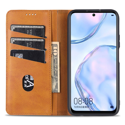 AZNS Stand Wallet Auto-absorbed Magnetic Leather Case for Huawei P smart 2021/Y7a