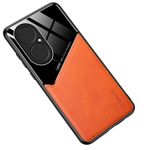 Leather Coated PC + TPU + Glass Splicing Design Case with Precise Cut-Out for Huawei P50