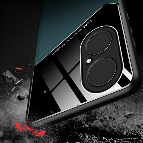 Leather Coated PC + TPU + Glass Splicing Design Case with Precise Cut-Out for Huawei P50