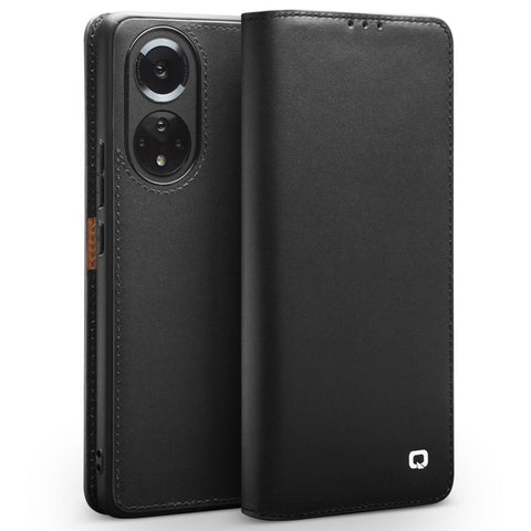 QIALINO Wallet Case Stand Genuine Cow Leather Flip Phone Cover for Honor 50 / Huawei nova 9