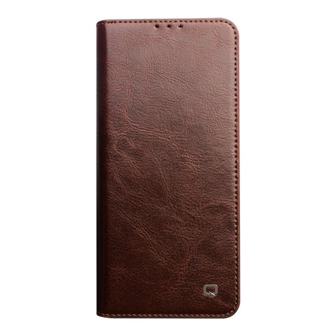 QIALINO Drop-resistant Genuine Cowhide Leather Wallet Case for Huawei P50