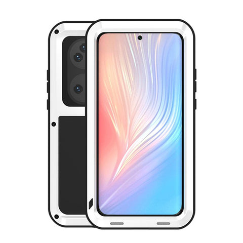 LOVE MEI Shockproof Dropproof Dustproof Soft Silicone + Premium Metal Cover Case for Huawei P50 Pro (without Tempered Glass)