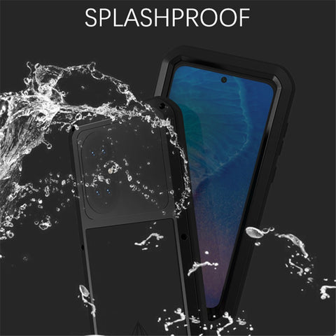 LOVE MEI Shockproof Dropproof Dustproof Metal Frame + Silicone Cover Powerful Case with Tempered Glass Film for Huawei P50