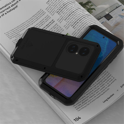 LOVE MEI Shockproof Dropproof Dustproof Metal Frame + Silicone Cover Powerful Case with Tempered Glass Film for Huawei P50