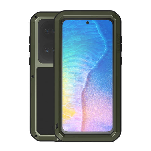LOVE MEI Shockproof Dropproof Dustproof Metal Frame + Silicone Cover Powerful Case with Tempered Glass Film for Huawei P50