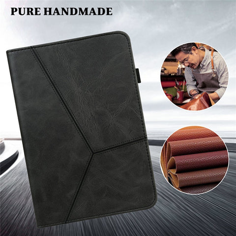Card Holder Design Stitching Line Leather Tablet Stand Cover with Elastic Strap for Huawei MediaPad M5 lite 10