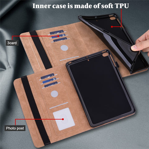 Card Holder Design Stitching Line Leather Tablet Stand Cover with Elastic Strap for Huawei MediaPad M5 lite 10