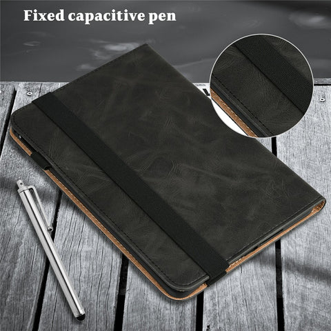 Card Holder Design Stitching Line Leather Tablet Stand Cover with Elastic Strap for Huawei MediaPad M5 lite 10