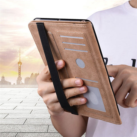 Card Holder Design Stitching Line Leather Tablet Stand Cover with Elastic Strap for Huawei MediaPad M5 lite 10