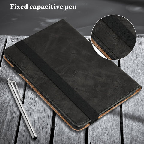 Solid Color Elastic Pen Strap Leather Tablet Cover with Stand Card Slots for Huawei MatePad 11 (2021)