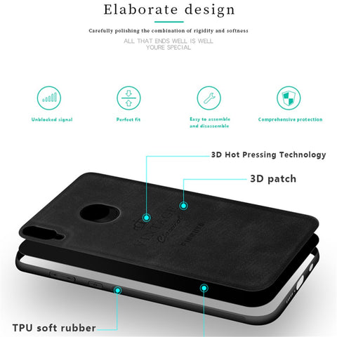 PINWUYO Honorable Series Slim Anti-Drop Protective Leather Coated PC + TPU Combo Case for Huawei P20 Lite (2018)/Nova 3e (China)