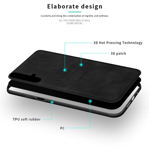 PINWUYO Premium PU Leather Soft TPU Bumper Hard PC Hybrid Protective Case for Huawei Honor 20 / Honor 20S (For China) / nova 5T in Thailand