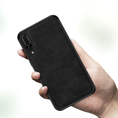 PINWUYO Heavy Duty TPU Edges Hard PC Back with PU Leather Rugged Shockproof Phone Case for Huawei P20 Pro