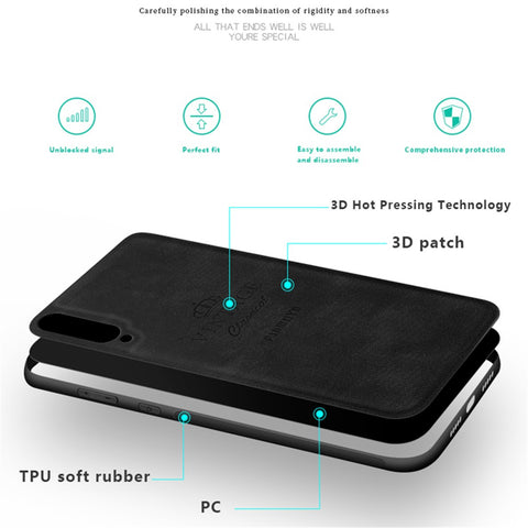 PINWUYO Heavy Duty TPU Edges Hard PC Back with PU Leather Rugged Shockproof Phone Case for Huawei P20 Pro