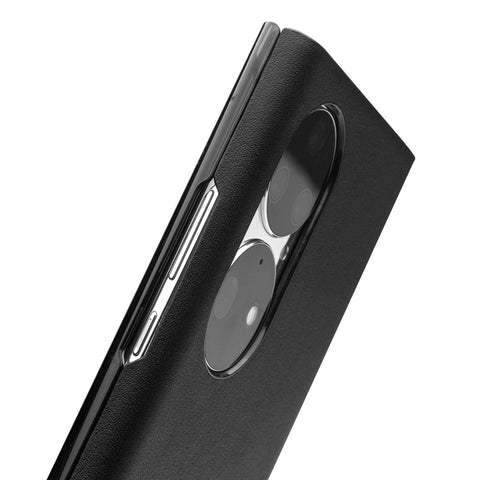 QIALINO View Window Design Ultra-Thin Top Layer Genuine Cowhide Leather Case Protective Phone Cover for Huawei P50 Pro