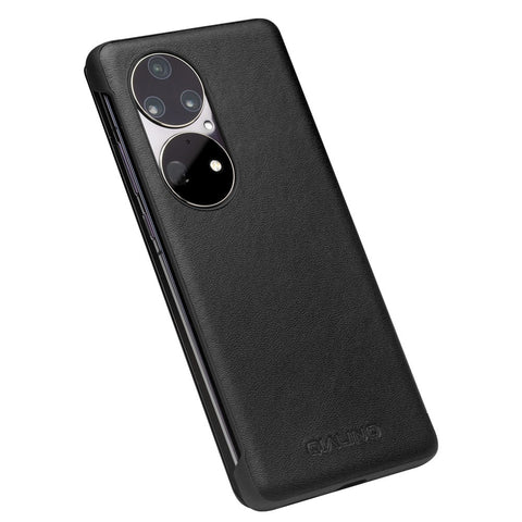 QIALINO View Window Design Top Layer Cowhide Leather Phone Case for Huawei P50