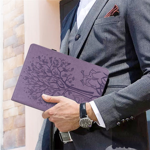 Tree and Deer Pattern Imprinted PU Leather Tablet Stand Cover Case with Card Slots for Huawei MediaPad T3 10