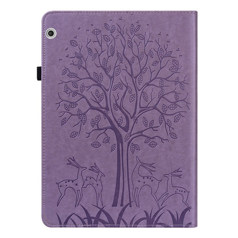Tree and Deer Pattern Imprinted PU Leather Tablet Stand Cover Case with Card Slots for Huawei MediaPad T3 10
