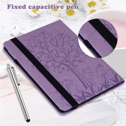 Tree and Deer Pattern Imprinted PU Leather Tablet Stand Cover Case with Card Slots for Huawei MediaPad T3 10
