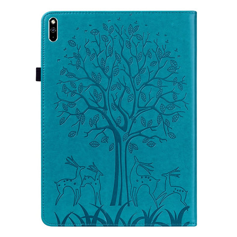 Imprinted Tree and Deer Stand Design Leather Case Shell with Card Slots for Huawei MatePad Pro 10.8 (2021)