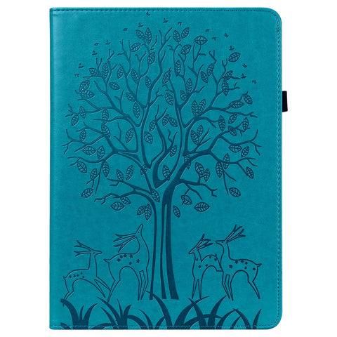 Imprinted Tree and Deer Stand Design Leather Case Shell with Card Slots for Huawei MatePad Pro 10.8 (2021)