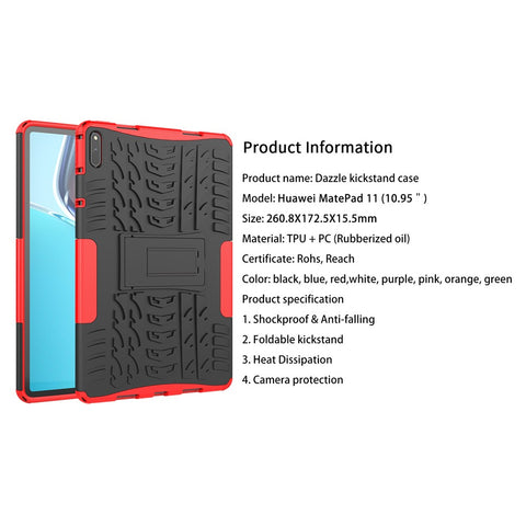 Tire Texture Design PC + TPU Kickstand Hybrid Tablet Cover Case for Huawei MatePad 11 (2021)