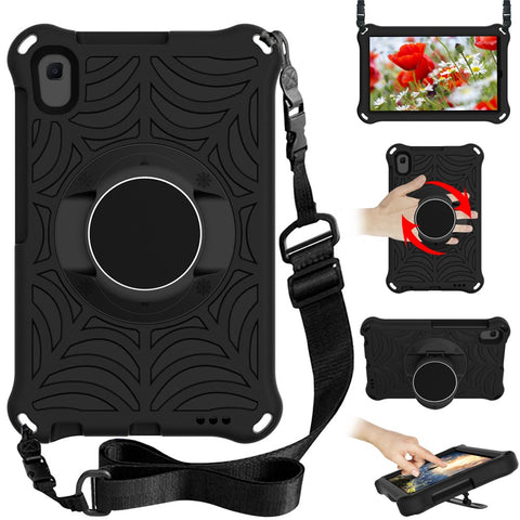Stylish Spider Web Texture Kickstand EVA Case with Shoulder Strap for Huawei MatePad T8 2020 (8.0 inch)