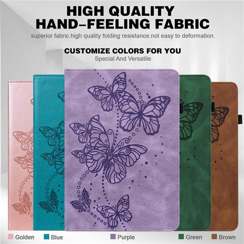 Butterflies Imprinted Auto Wake/Sleep Leather Tablet Cover Shell with Card Holder for Huawei MatePad 11 (2021)
