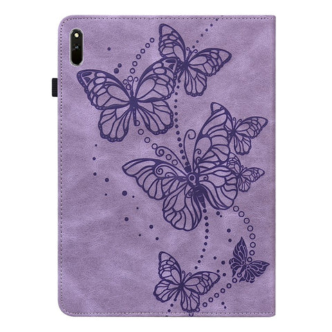 Butterflies Imprinted Auto Wake/Sleep Leather Tablet Cover Shell with Card Holder for Huawei MatePad 11 (2021)