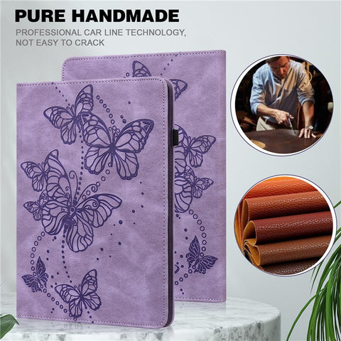 Butterflies Imprinted Auto Wake/Sleep Leather Tablet Cover Shell with Card Holder for Huawei MatePad 11 (2021)