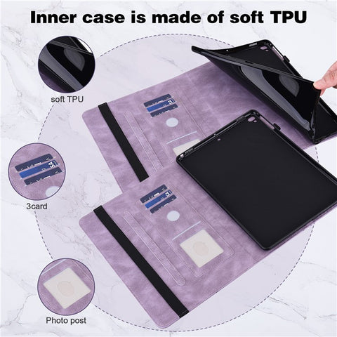 Butterflies Imprinted Auto Wake/Sleep Leather Tablet Cover Shell with Card Holder for Huawei MatePad 11 (2021)