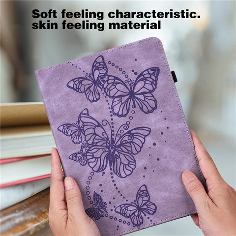 Butterflies Imprinted Auto Wake/Sleep Leather Tablet Cover Shell with Card Holder for Huawei MatePad 11 (2021)