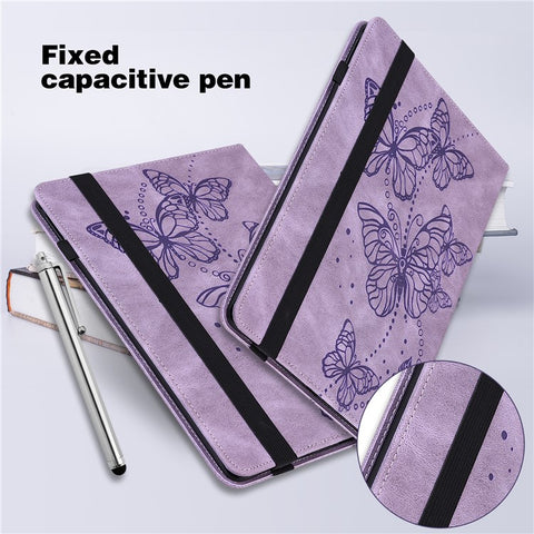 Butterflies Imprinted Auto Wake/Sleep Leather Tablet Cover Shell with Card Holder for Huawei MatePad 11 (2021)